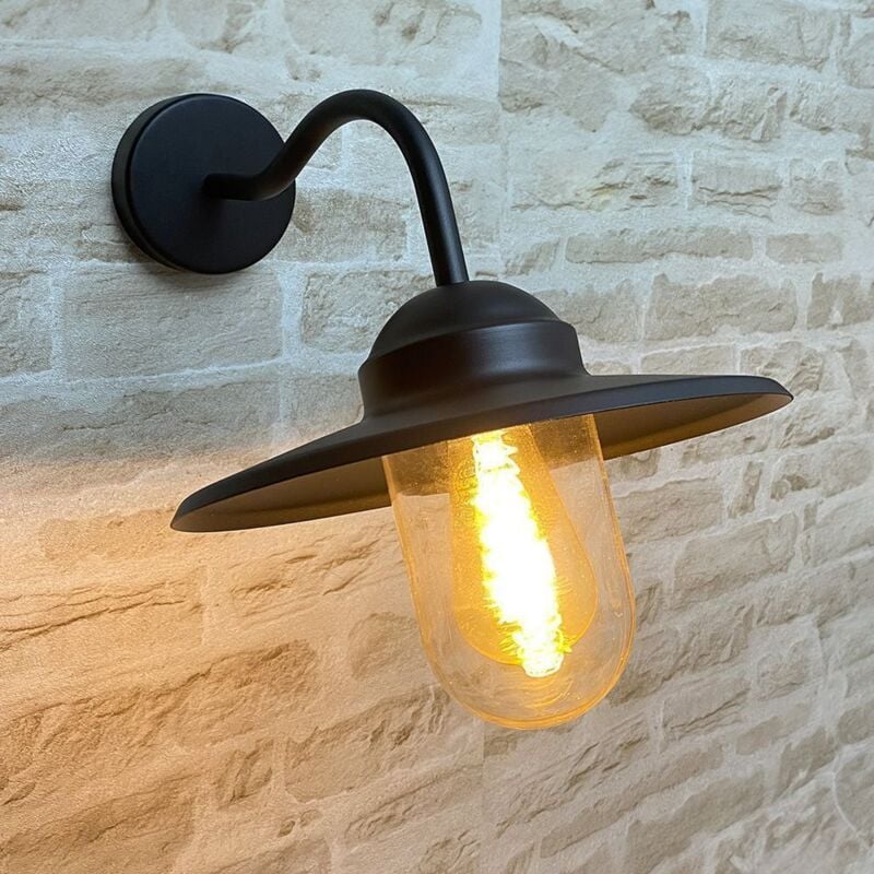 Applique murale E27 col de cygne coly noir mat IP44