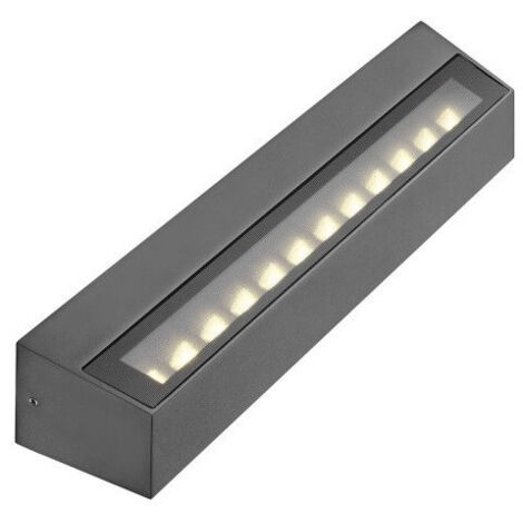 Applique murale exterieur LED 10W gris anthracite linéaire 380x75x65mm 3000K 1100lm 230V IK08 IP65 HORIZON