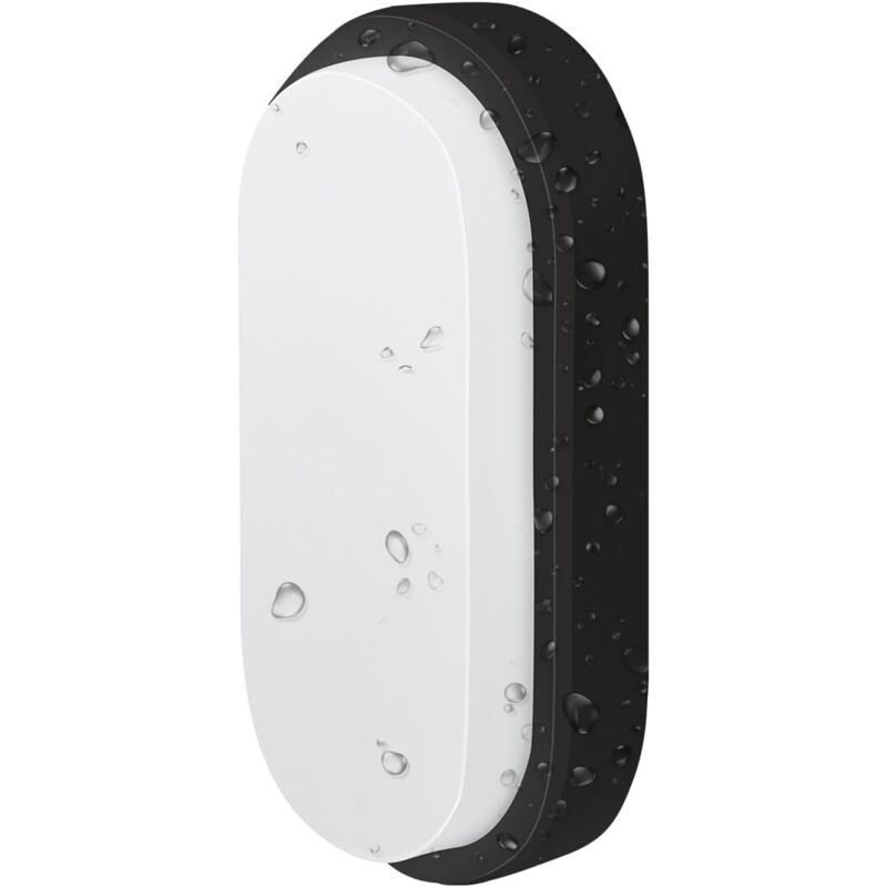 Applique Murale Exterieur LED, 14W Plafonnier LED Ovale Noir 4000K 980Lm, Exterieur Éclairage Protégée IP54 Etanche, 1 Pièce [Classe énergétique F]