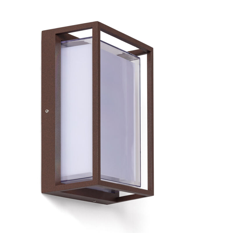 Applique murale extérieur led à double diffuseur sélectionnable Calysta 12 w en aluminium cct Rouille