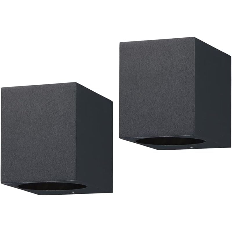 Applique Murale Exterieur Lot de 2, Gris Anthracite GU10 Aluminium Down Eclairage Exterieur, IP44 Étanche Luminaire Lumiere Lampe Exterieur pour