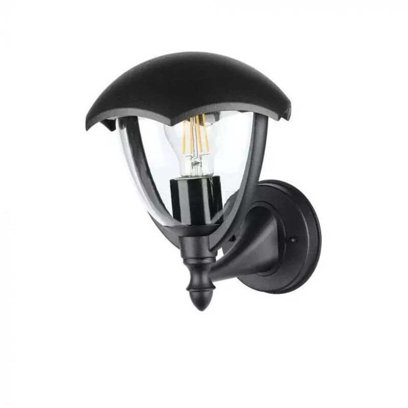 V-tac - alu lanterne murale porte de maison éclairage de façade lampe d'extérieur lampe de jardin en verre noir 7046