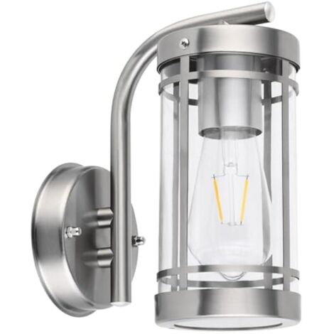 Applique Murale Exterieur,Argent Acier Inoxydable Luminaire Exterieur,IP44 Etanche Eclairage exterieur,E27 Base Applique exterieur Max 60W