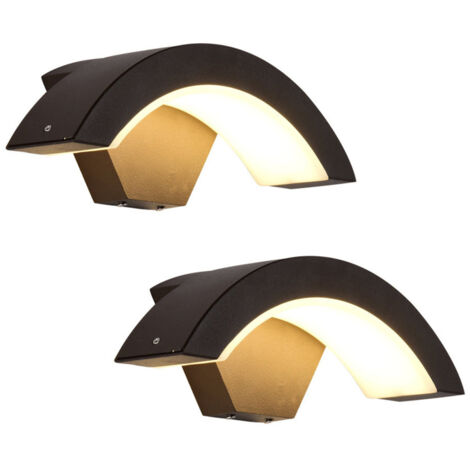 Applique murale extérieure 24 W, étanche IP65 (intérieur/extérieur), en aluminium noir, pour jardin, balcon ou entrée, blanc chaud 3000 K, lot de 2