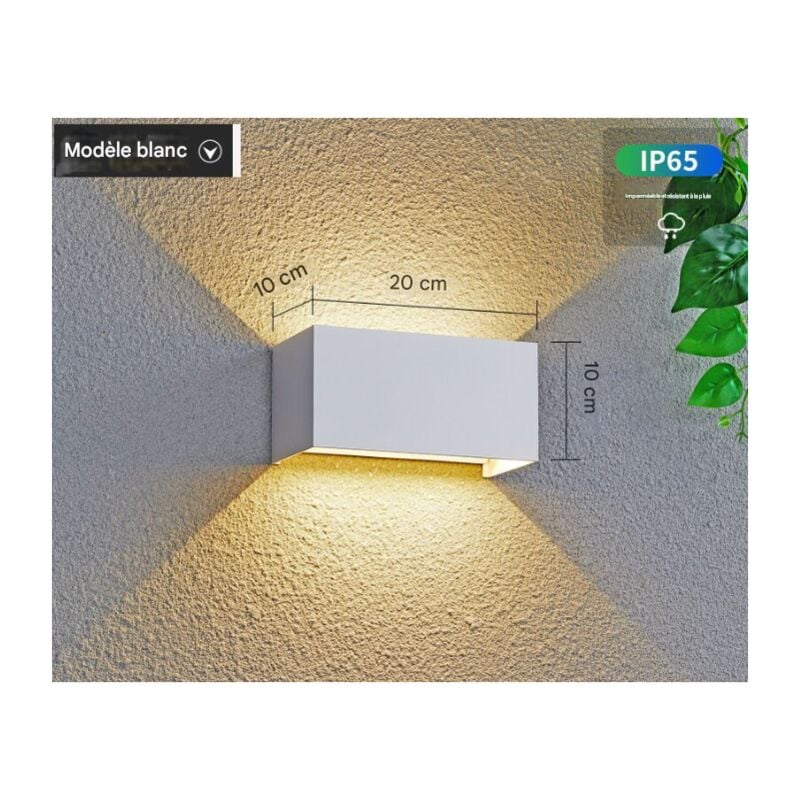 Applique murale extérieure à led intérieure et extérieure, applique murale extérieure étanche IP65 3000K blanc chaud, lumière extérieure en alliage