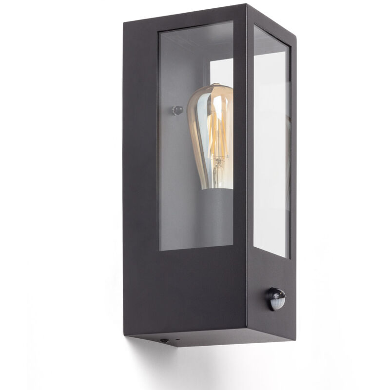 Ledkia - Applique Murale Extérieure Acier Inoxydable et Verre avec Détecteur de Mouvement Gakom Noir