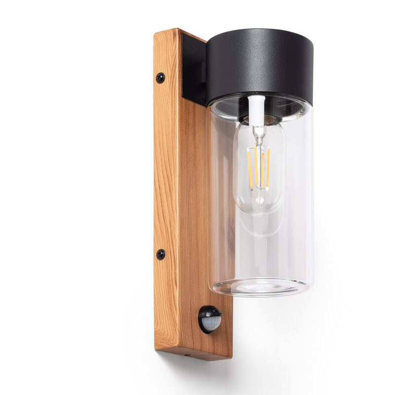 Applique Murale Extérieure Acier Inoxydable et Verre avec Détecteur de Mouvement Isoba Noir