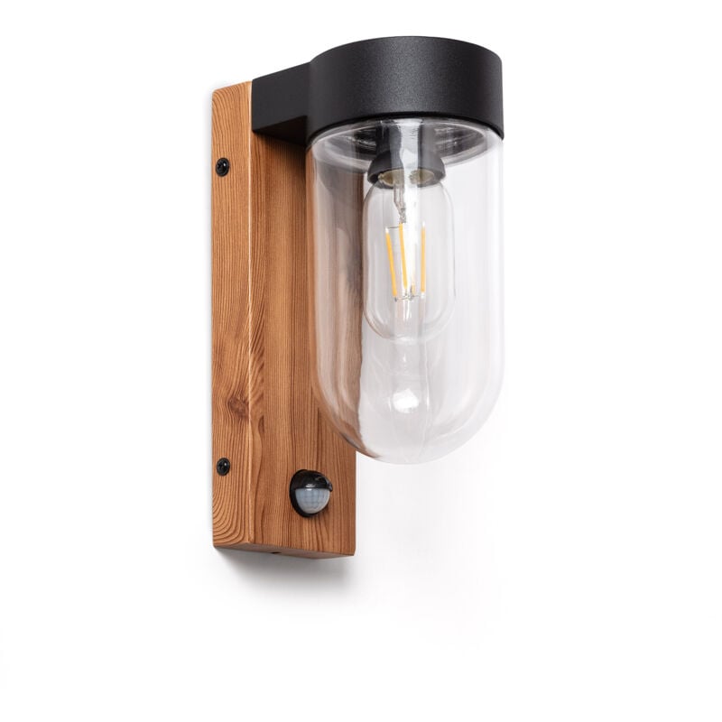 Ledkia - Applique Murale Extérieure Acier Inoxydable et Verre avec Détecteur de Mouvement Sentinel Noir