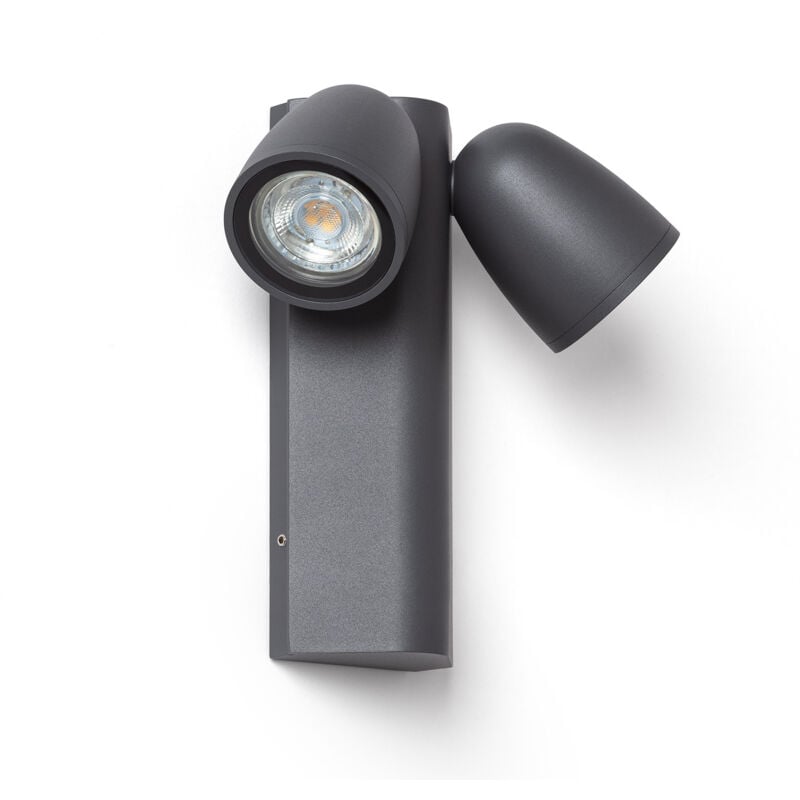 Applique Murale Extérieure Aluminium Abel Deux Spots Gris foncé