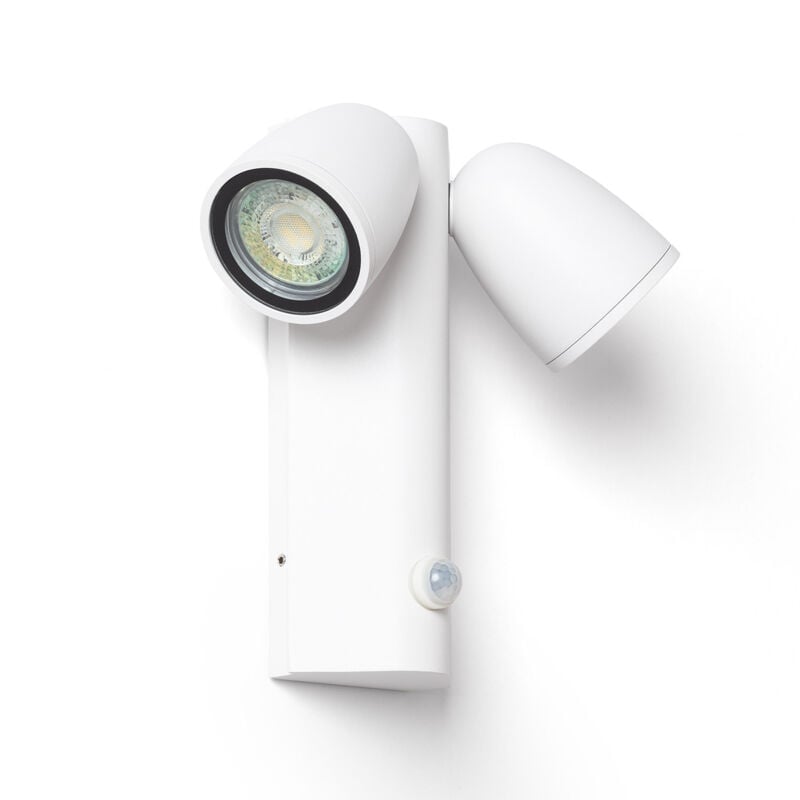 Ledkia - Applique Murale Extérieure Aluminium avec Détecteur de Mouvement Abel Deux Spots Blanc