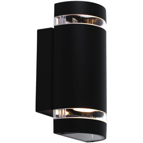 Applique murale extérieure – Aluminium noir – IP44 – Double faisceau – 235x65mm – GU10
