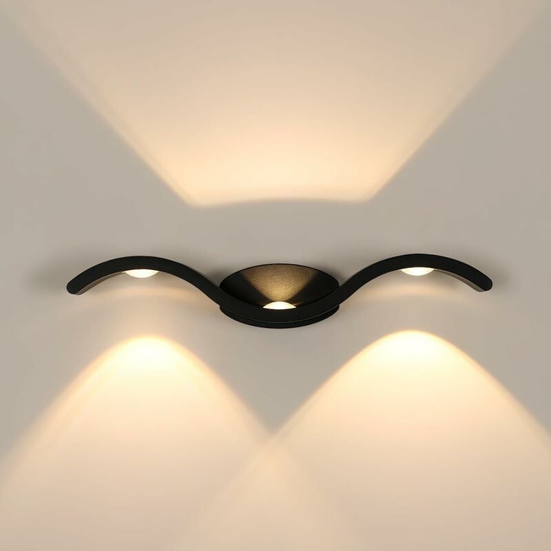 Applique Murale Extérieure Applique Intérieur led Lampe Murale Moderne IP65 Etanche, Applique Murale Noire 9W, Luminaire Mural en Aluminium Blanc