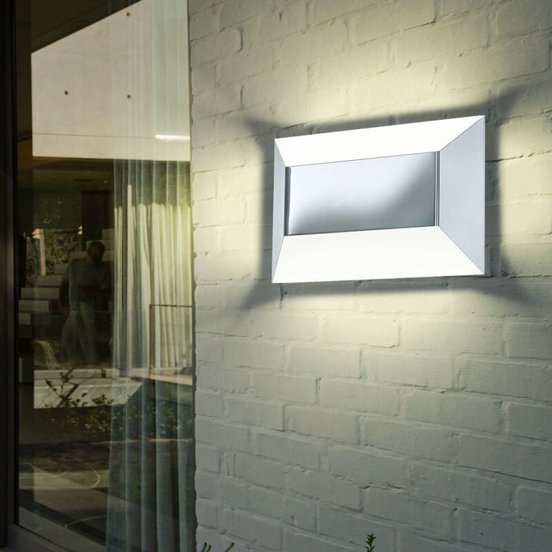 Applique murale exterieure applique murale applique patio applique murale maison, IP44 2 flammes, acier inoxydable chrome blanc, 2x led 2,5W 360Lm