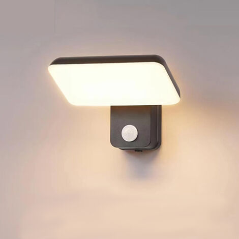 Applique murale extérieure avec détecteur de mouvement, IP65 étanche – Lumière chaude, 220V, 18W – Panneau LED orientable à 350° – Idéal pour jardin, terrasse, allée