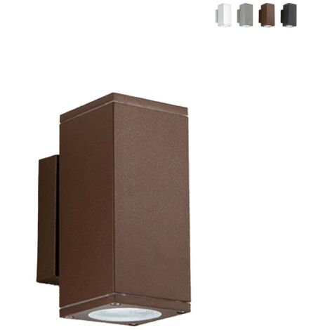 Applique murale extérieure en aluminium double éclairage H19cm Nevada - Marron