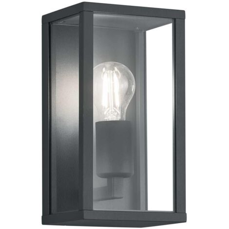 Applique murale extérieure GARONNE anthracite – Aluminium et verre – IP44 – Douille E27 jusqu'à 60W – Pour éclairage moderne – Trio Lighting