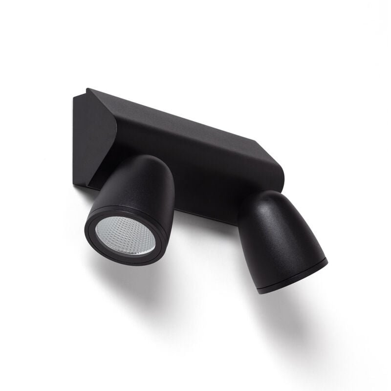 Applique Murale Extérieure LED 12W Aluminio Abel Large 2 Spots Noir