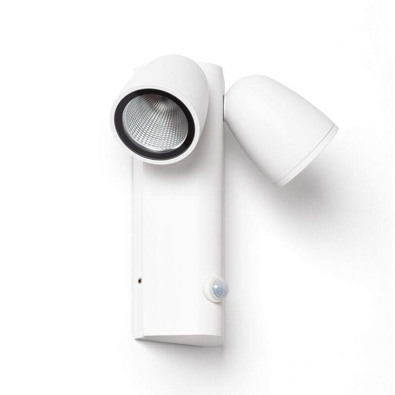 Applique Murale Extérieure led 12W Aluminium avec Détecteur de Mouvement pir Abel 2 Spots Blanc