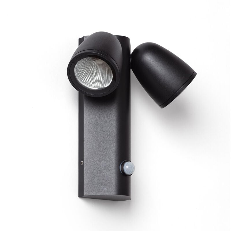 Applique Murale Extérieure led 12W Aluminium avec Détecteur de Mouvement pir Abel 2 Spots Noir