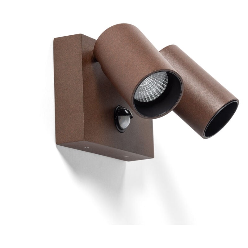 Applique Murale Extérieure led 18W Aluminium cct Sélectionnable Deux Spots avec Détecteur de Mouvement Kuriya Rouille