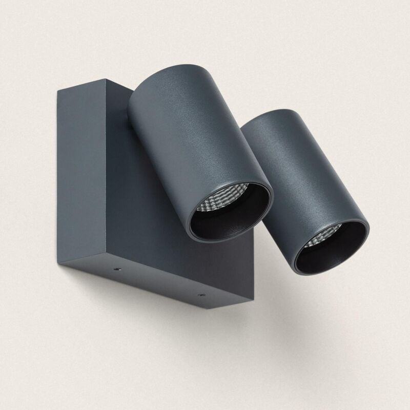 Applique Murale Extérieure led 18W Aluminium cct Sélectionnable Deux Spots Kuriya Anthracite