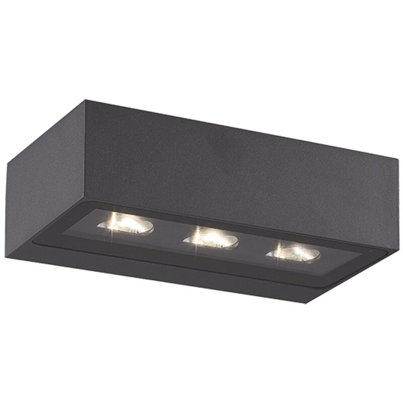 Applique Murale Extérieure LED 3x4,5W Asymétrique IP54 Graphite ZAMBELIS E518 - 360 deg - Blanc chaud - 3000K