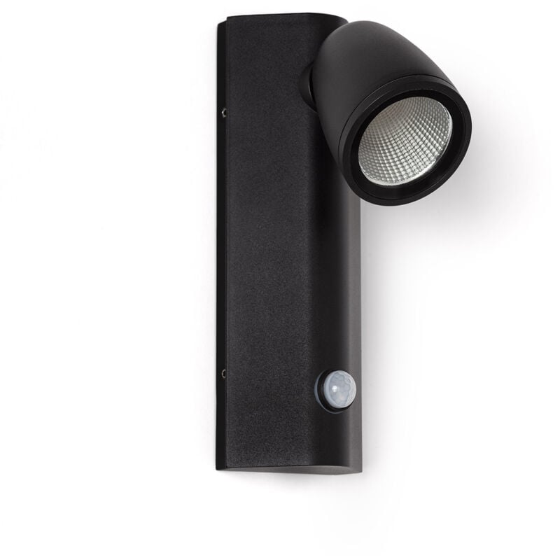 Applique Murale Extérieure led 6W Aluminium avec Détecteur de Mouvement Abel Noir