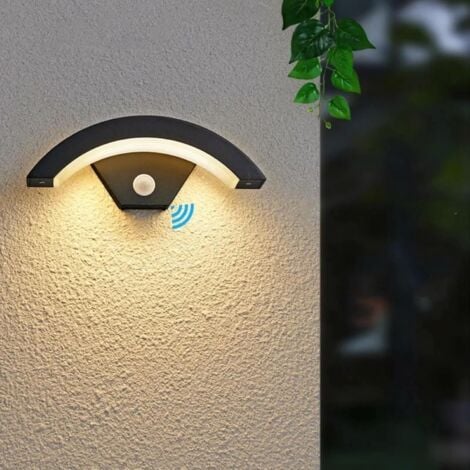 RWOYTHK Applique murale extérieure LED avec détecteur de mouvement, éclairage extérieur moderne 24 W IP54 étanche, éclairage extérieur lumière chaude 3000 K, adaptée pour entrée terrasse garage porche jardin