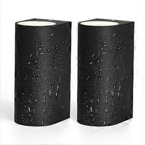 Applique murale extérieure LED étanche, lampe murale moderne noire mate blanc chaud, éclairage extérieur pour jardin, terrasse ou garage, lot de 2