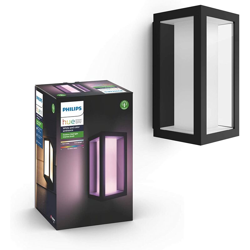 Philips Hue White & Color Ambiance Applique murale extérieurs impress, Kit de base à intensité variable jusqu'à 16 millions de couleurs, Noir,