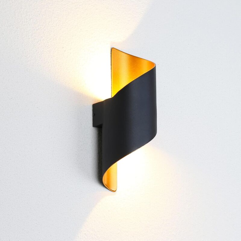 Applique murale extérieure, miroir de salle de bains avant LED, lumineux haut et Bas, 12W noir or