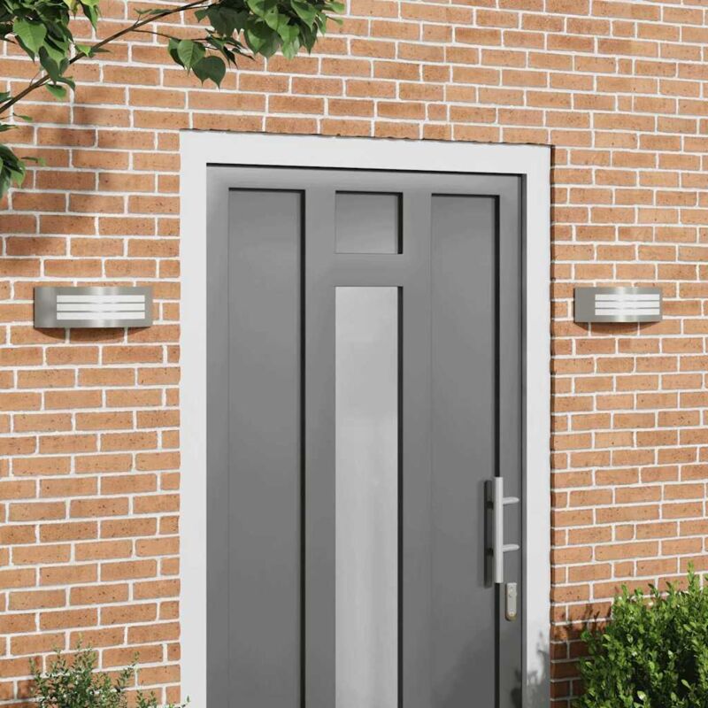 Applique murale extérieure 2 pcs Argent Acier inoxydable IP44 vidaXL