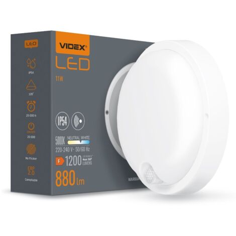 Applique murale extérieure PIR LED 11W IP54 blanche Videx