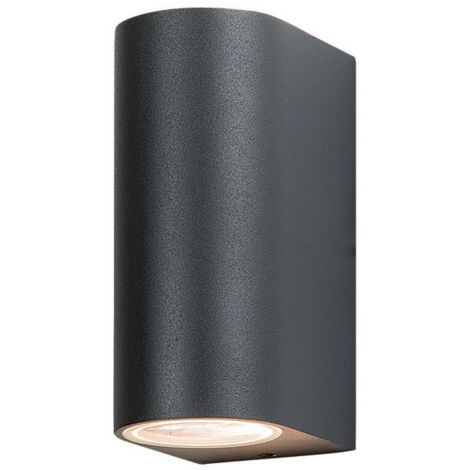 Applique Murale Extérieure Pour 2 Ampoules LED GU10 IP54 Cylindre Graphite ZAMBELIS