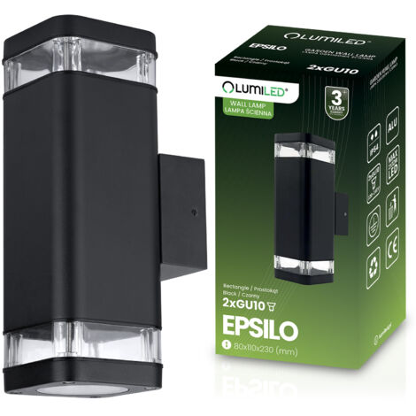 Applique murale extérieure pour jardin, façade, 2 LED GU10, IP54, éclairage par le haut et par le bas, EPSILO LUMILED