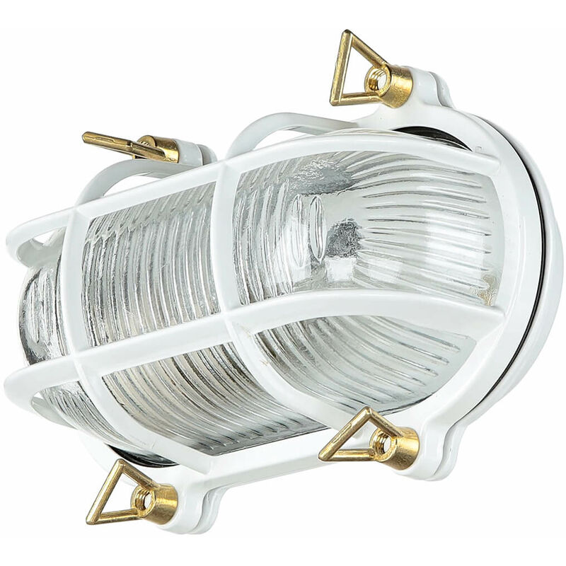 Licht-erlebnisse - Applique Extérieure Laiton Véritable IP64 Blanc E27 Maritime Applique Murale Terrasse Extérieure Licht-erlebnisse - Applique Extérieure Laiton Véritable IP64 Blanc E27 Maritime Applique Murale Terrasse Extérieure