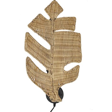 Applique murale feuille en rotin naturel esprit bohème - Rotin naturel tressé beige clair