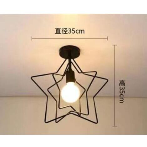 Applique murale géométrique en fer forgé pour salon, cuisine, loft, salle à manger, café (ampoule non incluse), noir étoile lumière blanche E27