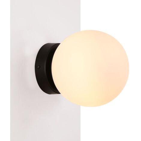 Applique murale globe en verre "AVA" - E27 - IP44 - Noir