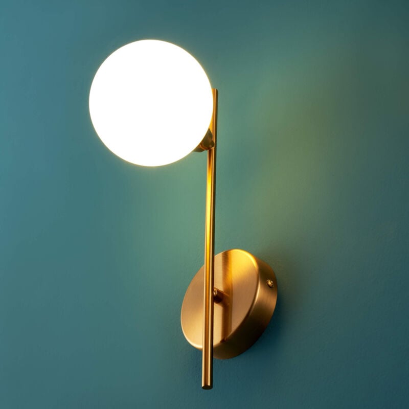 Kosilum - Applique murale globe en verre blanc look vintage - Neira