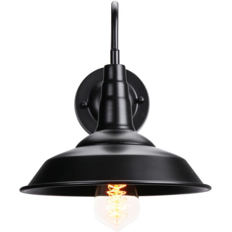 Applique murale industriel en métal fer forgé, Lampe éclairage interieur extérieur E27 luminaire – Noir