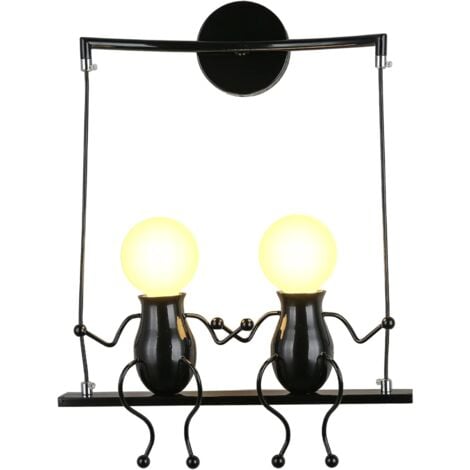 Applique Murale Industrielle Créatif Lampe en Métal E27 pour Bar Café Restaurant Chambre l'enfants Noir