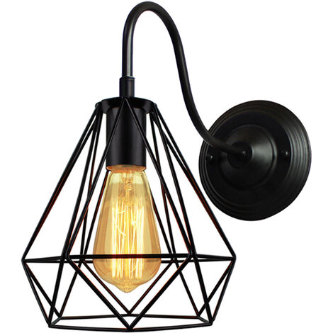 Applique Murale Industrielle E27 Abat-jour Cage Lampe Suspension Plafonnier Vintage Luminaire Décoration Rétro Applique Intérieure pour Salon Cuisine Couloir Chambre Café Bar