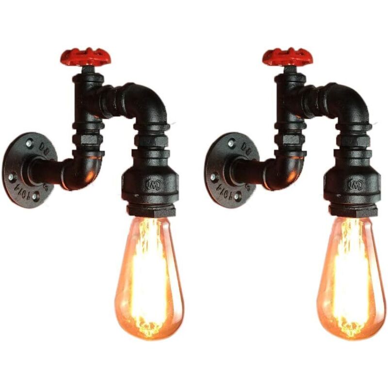 Lot de 2 Applique Murale Loft Industriel Tuyau Tube D'eau Rétro en Fer Noir Lustre Lampe Lumières pour Salon Chambre Restaurant Lot de 2 Applique Murale Loft Industriel Tuyau Tube D'eau Rétro en Fer Noir Lustre Lampe Lumières pour Salon Chambre Restaurant