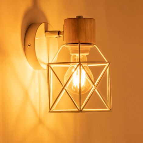 Applique Murale Industrielle Lampe de Murale Douille E27 Luminaire Interieur pour Cuisine Salon Bar Blanc