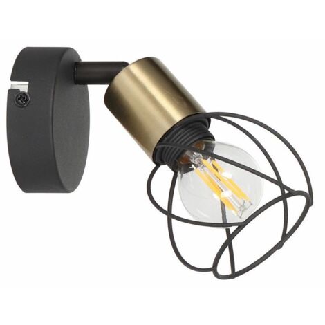 Applique murale industrielle Mahavi noir/or 1xE14 40W Reality