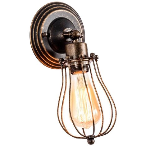 Applique Murale Industrielle Métal Fer E27 Luminaire Vintage Retro pour Maison de Champagne Café Loft Cuisine Salon et chambre d'hôtel,Rouille