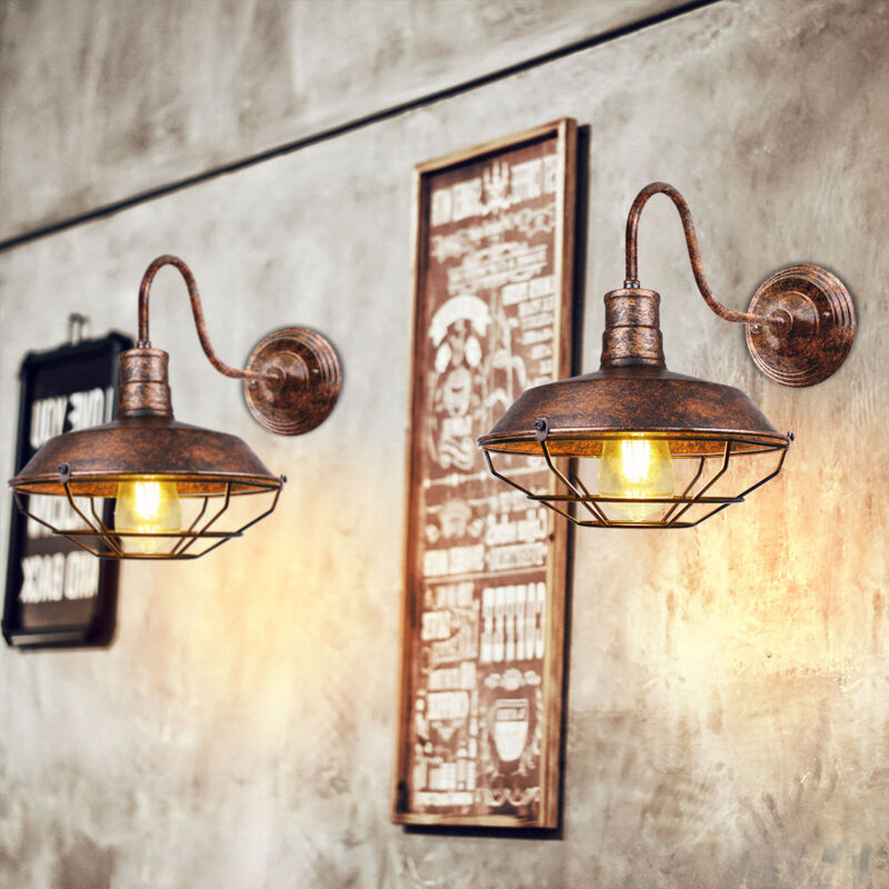 Applique Murale Industrielle Rétro Lamp Murale Métal Pot Couvercle Lumières Murale Créatif E27 Ø26cm Rouille - 2Pcs Applique Murale Industrielle Rétro Lamp Murale Métal Pot Couvercle Lumières Murale Créatif E27 Ø26cm Rouille - 2Pcs