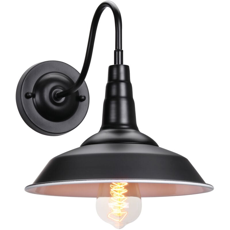Applique Murale Industrielle Rétro E27 Métal Chambre Salon Extérieur Créatif Fer Forgé Couvercle de Marmite Lampe Murale Noir