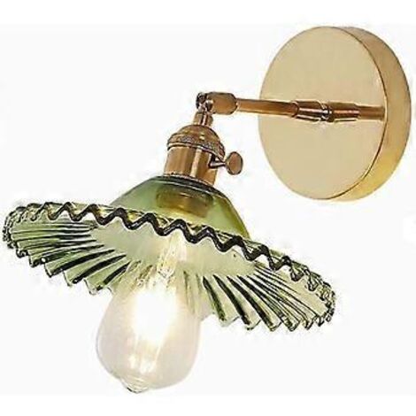 Applique murale industrielle vintage moderne de style Edison, douille E27 avec support en laiton, éclairage orientable vers le haut et vers le bas, abat-jour en verre, idéale pour une chambre ou un lo